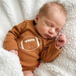 Newborn Tiny Tailgater Infant Brown Football Graphic Bodysuit